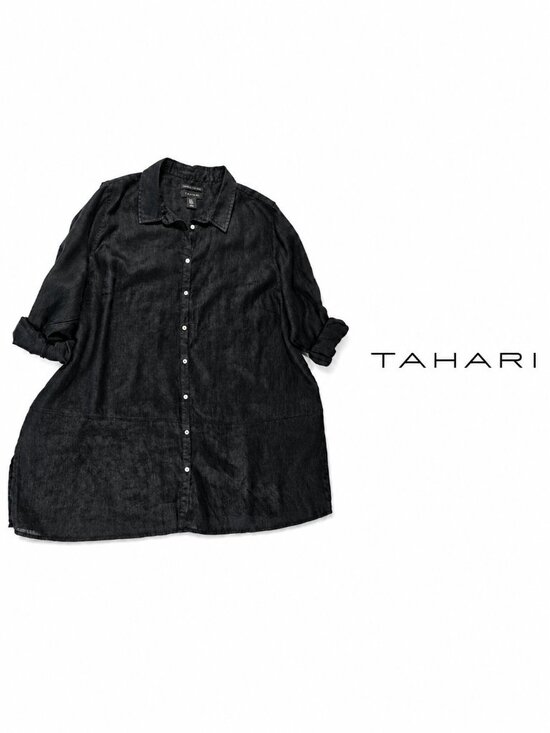TAHARI Tops - TAHARI Essentials 100% Linen Button Front Shirt ~ Size 3X